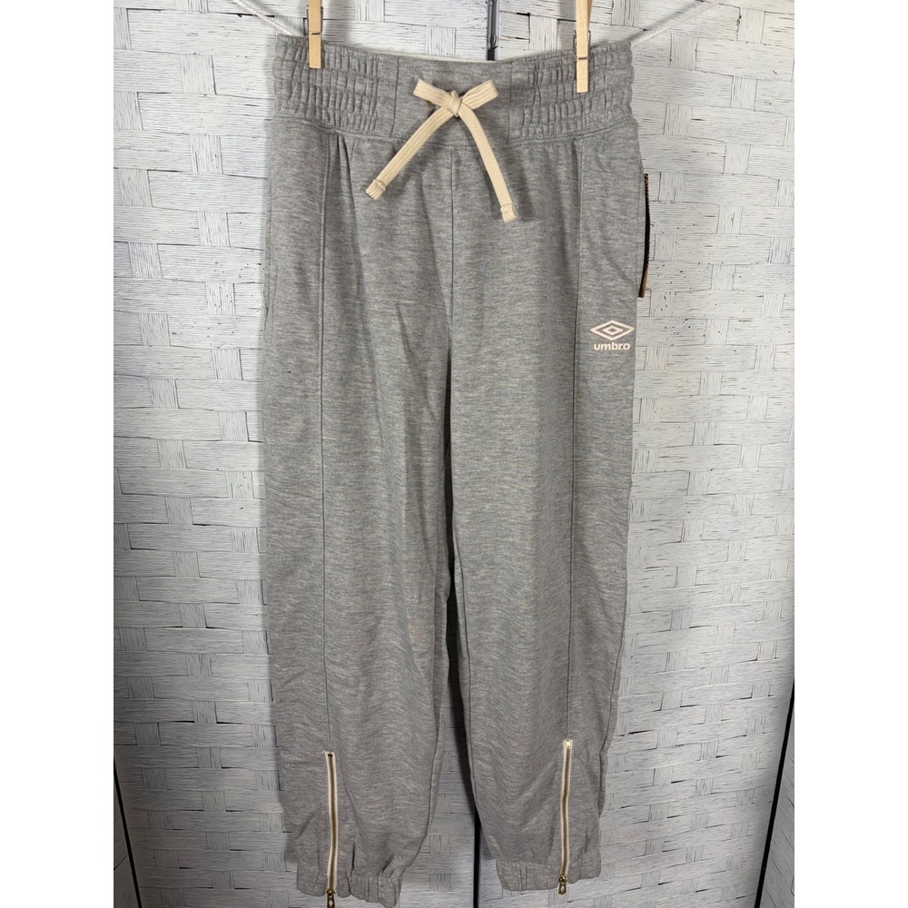 Umbro Womens Joggers Sweatpants Heather Grey Zipper Ankle Cozycore UUL1UBMJ-U1